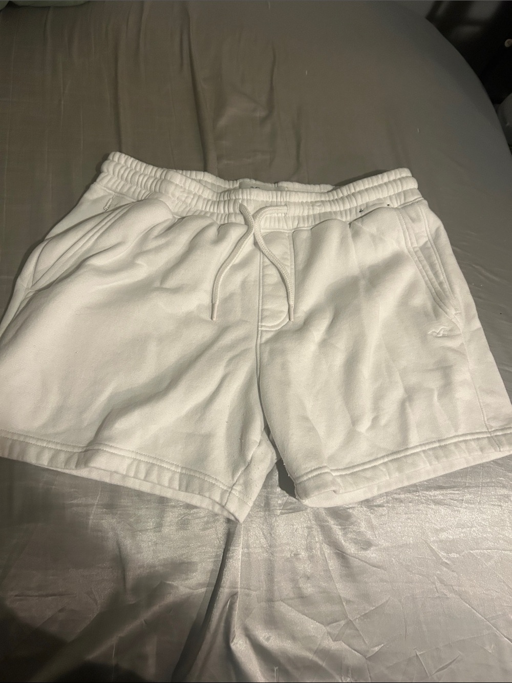 Hollister White Elastic Waist Athletic Shorts